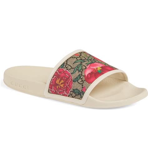 gucci slides blue flowers|gucci floral slides nordstrom.